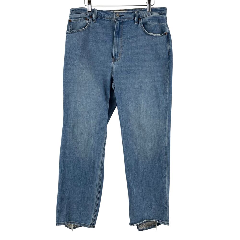Abercrombie & Fitch Womens Ultra High Rise Ankle Straight Jeans SZ 14 Light Wash